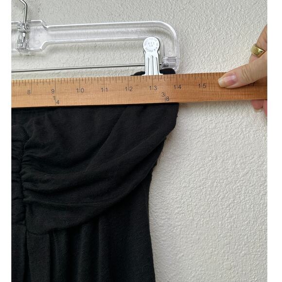 Bordeaux Black Strapless Linen Maxi Dress Ruched Bust Women’s S - Picture 9 of 12